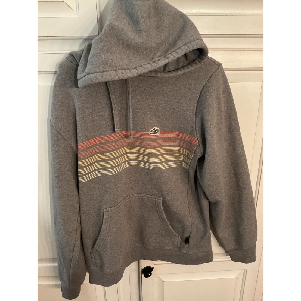 Patagonia Uprisal Hoody Gray Striped Recycled Fleece Sweatshirt Small